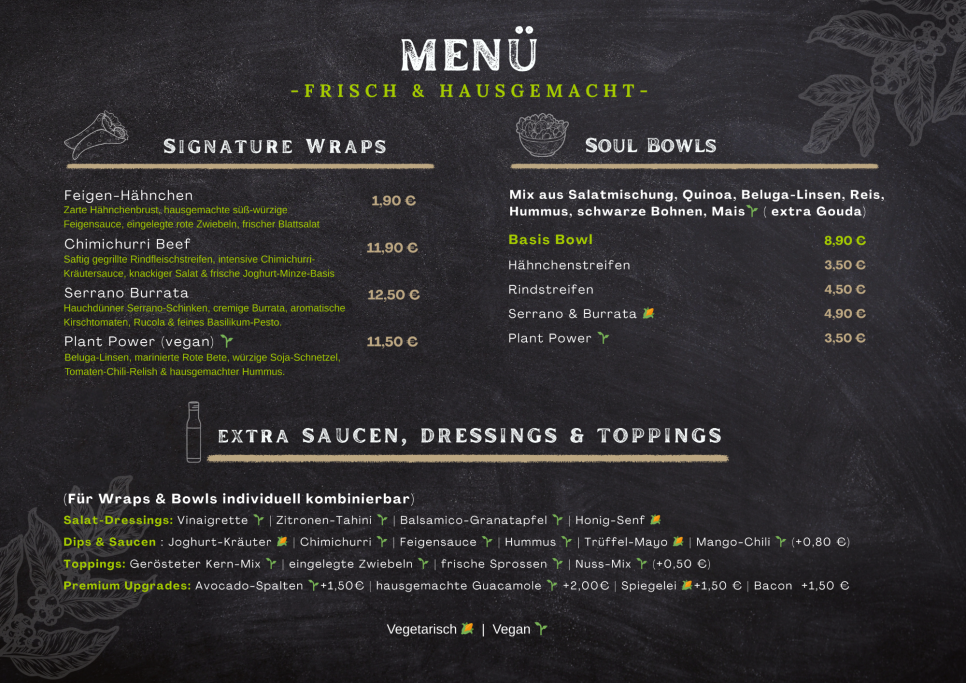 Neue Speisekarte ab dem 16.02 26
